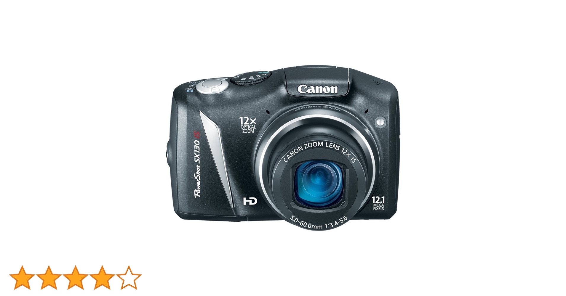 Canon Câmera digital PowerShot SX130IS de 12,1 MP com amplo ângulo